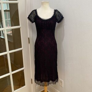 Vintage 90s Y2K 🖤🥀 Betsey Johnson Milkmaid Black Lace Two Piece Dress